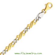 14K Two-Tone Gold 6mm Hand-Polished Fancy Link Bracelet