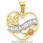 14K Two-Tone Gold And Rhodium #1 Grandma Heart Pendant