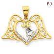 14K Two-Tone Gold And Rhodium Angel Wings Pendant