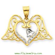 14K Two-Tone Gold And Rhodium Angel Wings Pendant