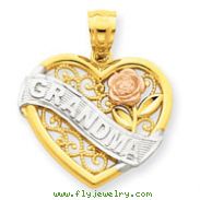 14K Two-Tone Gold And Rhodium Grandma Heart Pendant