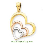 14K Two-Tone Gold And Rhodium Heart Pendant