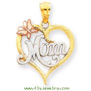 14K Two-Tone Gold And Rhodium Mom Heart Pendant