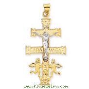 14K Two-Tone Gold Cara Vaca Crucifix Pendant