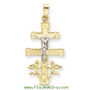 14K Two-tone Gold Cara Vaca Crucifix Pendant