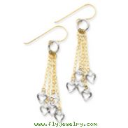 14K Two-Tone Gold Circle And Hearts Earrings