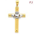 14K Two-Tone Gold Claddagh Cross Pendant