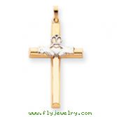 14K Two-Tone Gold Claddagh Cross Pendant