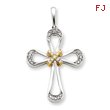 14K Two-Tone Gold Diamond Cross Pendant