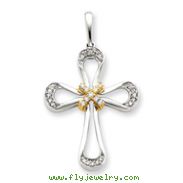 14K Two-Tone Gold Diamond Cross Pendant