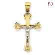 14K Two-Tone Gold Diamond Cut Crucifix Pendant