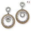 14K Two-Tone Gold Double Circle Diamond Earrings