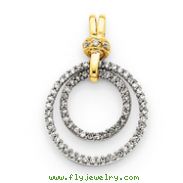 14K Two-Tone Gold Double Diamond Circle Pendant