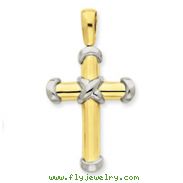 14K Two-Tone Gold Fancy Cross Pendant