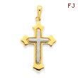 14K Two-Tone Gold Fleur De Lis Cross Pendant