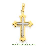 14K Two-Tone Gold Fleur De Lis Cross Pendant