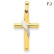 14K Two-tone Gold Hollow Cross Charm