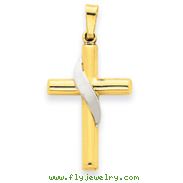 14K Two-tone Gold Hollow Cross Charm