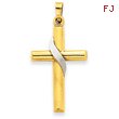 14K Two-tone Gold Hollow Cross Charm