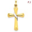 14K Two-Tone Gold Hollow Cross Pendant