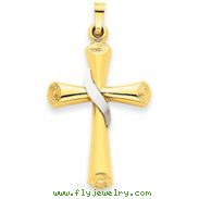 14K Two-Tone Gold Hollow Cross Pendant