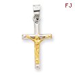 14K Two-Tone Gold Hollow Crucifix Charm