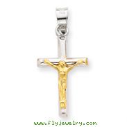 14K Two-Tone Gold Hollow Crucifix Charm