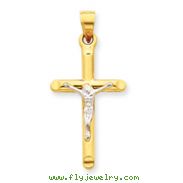 14K Two-tone Gold Hollow Crucifix Pendant