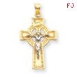 14K Two-Tone Gold INRI Celtic Crucifix Pendant