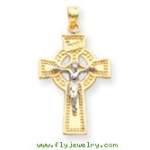 14K Two-Tone Gold INRI Celtic Crucifix Pendant