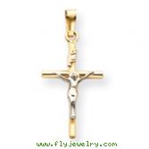 14K Two-Tone Gold INRI Crucifix Pendant