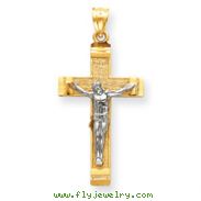 14K Two-Tone Gold INRI Crucifix Pendant