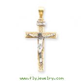 14K Two-Tone Gold INRI Crucifix Pendant