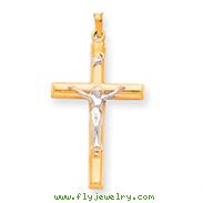 14K Two-Tone Gold INRI Hollow Crucifix Pendant