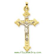 14K Two-Tone Gold INRI Hollow Crucifix Pendant