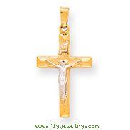 14K Two-Tone Gold INRI Hollow Crucifix Pendant