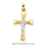 14K Two-Tone Gold INRI Hollow Crucifix Pendant