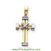 14K Two-Tone Gold Latin Cross Pendant