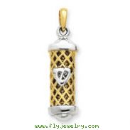 14K Two-Tone Gold Mezuzah With Scroll Pendant