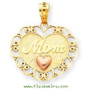 14k Two-Tone Gold Mom Heart Pendant