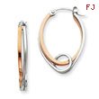 14K Two-Tone Gold Oval  With Loop Hoop Earrings