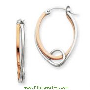 14K Two-Tone Gold Oval  With Loop Hoop Earrings