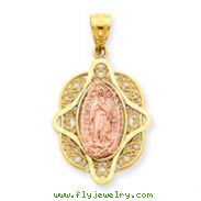 14K Two-Tone Gold Rose Virgin Mary Pendant