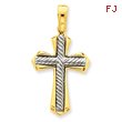 14K Two-Tone Gold Solid Cross Pendant