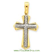 14K Two-Tone Gold Solid Cross Pendant