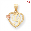 14k Two-Tone Initial G in Heart Charm