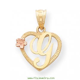 14k Two-Tone Initial G in Heart Charm