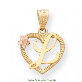 14k Two-Tone Initial L in Heart Charm