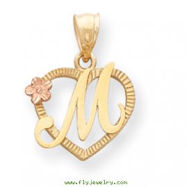 14k Two-Tone Initial M in Heart Charm