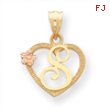 14k Two-Tone Initial S in Heart Charm